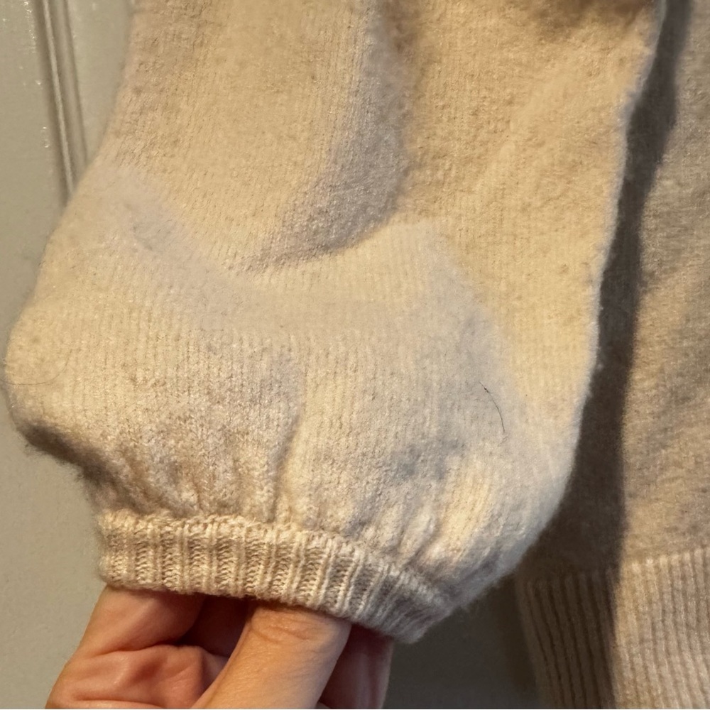 Madewell Antique Cream Wiltshire Sweater with Olive Green Trim - Size S - Picture 6 of 7